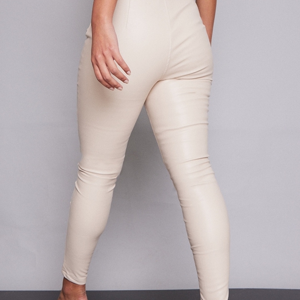 Women's Stone Faux Fur Cream Pants